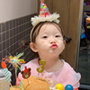 多巴胺生日周岁糖果毛球带纱发箍派对公主女孩，儿童发饰帽子头饰