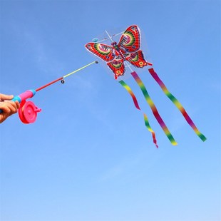 极速儿童手持鱼竿卡通风筝，网红广场地摊溜娃亲子，户外塑料风筝