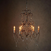 美式铁艺复古水晶吊灯，意大利设计师别墅样板间客厅，卧室公主吊灯