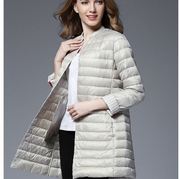 轻薄中长款羽绒服韩版通勤女装冬季2023立领轻型瘦外套大码