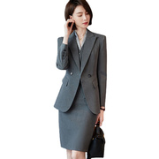 2022年秋季时尚长袖修身职业女装小西服套装女士灰色西装外套