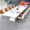 慕典白色烤漆会议桌长桌简约现代大型开会桌椅组合时尚创意洽谈桌