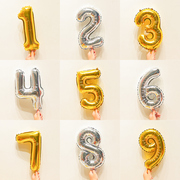 16寸数字气球金色银色宝宝儿童0-9周岁生日派对布置拍照道具用品