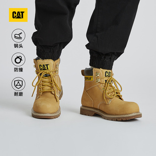 钢头款CAT卡特春夏男士户外经典耐磨黄靴工装靴大黄靴