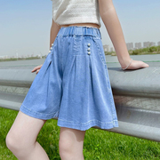 女童裙裤夏季薄款2023天丝网红炸街裤子高腰，宽松儿童洋气短裤外穿