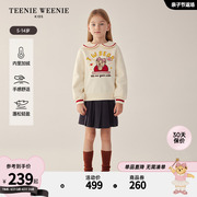 TeenieWeenie Kids小熊童装24年春女童加绒撞色翻领套头卫衣