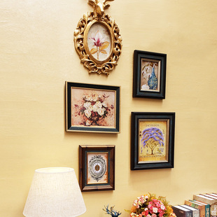 原创实木照片墙装饰相框墙，玄关鹿头欧式相片墙挂墙，美式免打孔组合
