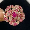 18K玫瑰金配南非钻石镶女款 0.55克拉天然缅甸红宝石戒指真金真钻
