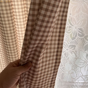 窗帘现代咖色格子日式半遮光印花客厅书房