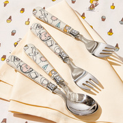 金石勺子304不锈钢儿童，吃饭叉勺家用宝宝汤勺，调羹甜品勺小勺叉子
