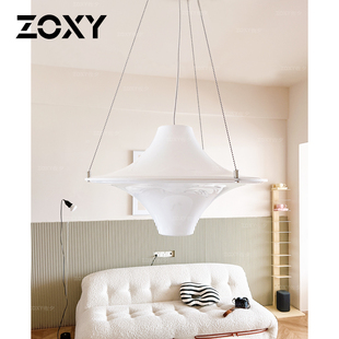 zoxy佐夕中古北欧复古吊灯白色亚克力吧台卧室餐厅60年代飞碟灯具