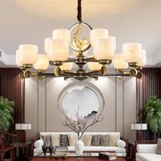 轻奢 新中式全铜玉石吊灯客厅餐厅主卧室中国风禅意云石灯具