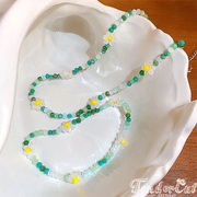 Bohel beaded necklace 多巴胺彩色雏菊花朵水晶珠串手链短项链
