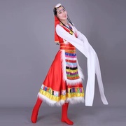 女装民族服装秧歌服舞台装演出服装藏族舞蹈服饰藏族水袖舞蹈