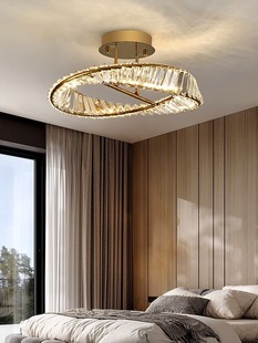 意式简约水晶客厅吸顶灯现代LED全光谱吸顶灯轻奢创意卧室吸顶灯