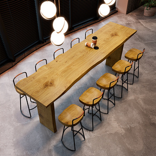 商用吧台桌实木酒吧台餐饮长条桌椅阳台靠墙吧台客厅高脚餐桌