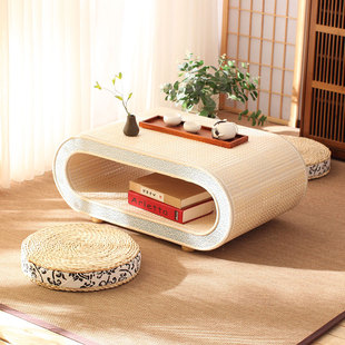 竹编炕几日式榻榻米小桌子，简约创意小茶桌，家用民宿矮桌飘窗小桌子