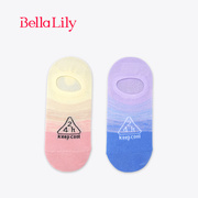 bellalily拼色防掉短袜女时尚，流行棉袜透气吸汗船袜子