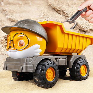 儿童大号沙滩挖掘工程翻斗车，挖土车推土机可坐宝宝男孩玩具车1岁2