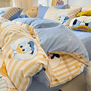迪士尼纯棉床上四件套100全棉，男儿童卡通被套床单，三件套床品床笠4