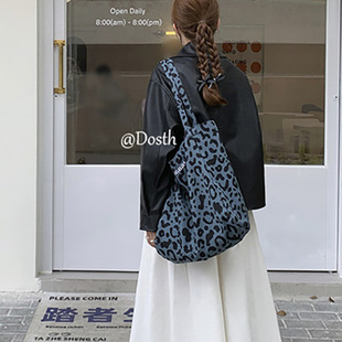 韩版豹纹字母大容量购物袋环保袋帆布包帆布袋定制手提袋棉布袋女