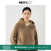 nexy.co奈蔻2023秋季纯绵羊毛，斗篷连帽毛呢，中厚外套中长款女