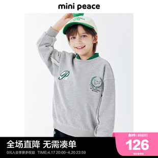 minipeace太平鸟童装男童卫衣儿童上衣时尚运动圆领灰色春季