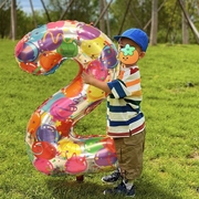 彩色数字气球男女孩生日派对儿童周岁装饰布置氛围拍照道具超大