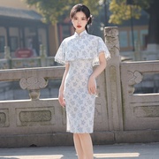春夏季年轻款少女，改良旗袍新中式国风斗篷披肩，两件套连衣裙高级感