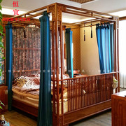 刺猬紫檀京瓷红木架子床实木家具现代新中式花梨木1.8米双人婚床