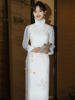 冬日白色针织加绒旗袍，2023新中式高端气质，年轻款少女改良版