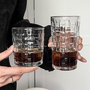 藤编玻璃杯高颜值ins风，家用浮雕水杯套装咖啡冷饮，杯创意喝水杯子