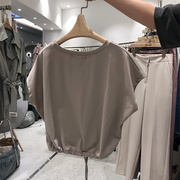 2021小众设计感恤短袖女年韩版宽松半袖夏季甜美上衣蝙蝠衫t