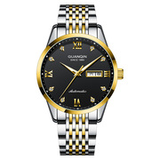 冠琴钢带款全自动瑞士机械手表，男商务圆形精钢夜光日历国产腕表