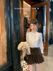 迟伞伞麦瑟尔的date刺绣，白色上衣系带，法式60天丝棉衬衫女