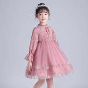 韩国女童蕾丝礼服粉色裙子2021春季连衣裙节日表演儿童公主裙
