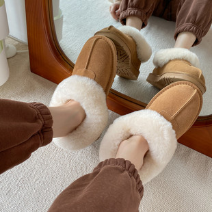 塔茨特雪地靴女冬季2023年皮毛，一体加厚保暖厚底低帮短棉鞋