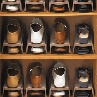 日式立体鞋架鞋柜鞋托双层一体式简易塑料，创意可叠加鞋子收纳架