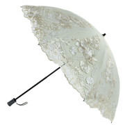 遮阳伞防紫外线防晒o太阳伞二折蕾丝刺绣花彩胶，公主晴雨两用洋伞