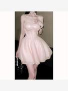 抹胸连衣裙女粉色高级设计感小众气质晚礼服绝美公主裙子夏季