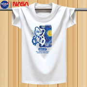 NASA男装潮牌短袖t恤男夏季潮流宽松半袖上衣纯棉卡通印花体恤衫