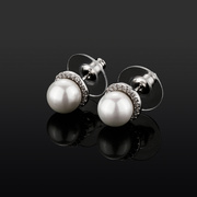 INS简约风S925银针天然珍珠锆石耳钉耳饰女士个性高级感配饰