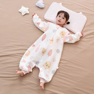 婴儿睡袋春秋薄款三层，保暖睡袋宝宝连体睡衣，四季通用款儿童防踢被