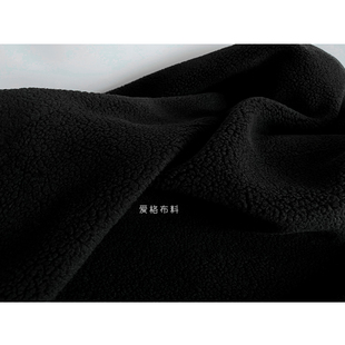进口加厚 纯黑色保暖立体羊羔毛面料冬季大衣外套设计师手工布料