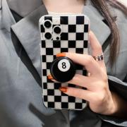 黑白格子棋盘适用于苹果6手机壳iPhone软硅胶5se透明i4 4s创意i六Plus支架i6splus女潮5s简约5代日韩4代外壳