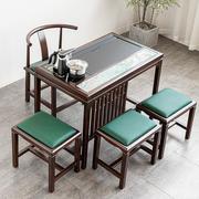 新中式茶桌椅组合实木家用茶台乌檀木简约乌金石功夫茶桌会客桌