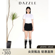 dazzle地素奥莱黑色显瘦直筒，牛仔短裤裤子女2e1r1081a