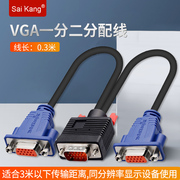 VGA分配器一分二高清视频监控器电脑显示器分屏器一进二出分频器1分2线投影仪转换器