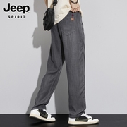 jeep吉普牛仔裤男士夏季潮流，宽松直筒裤，薄款莱赛尔水洗长裤子男裤