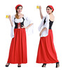 外贸欧美女士啤酒节衣服女佣紧身长裙民族风长款红色连衣裙套装